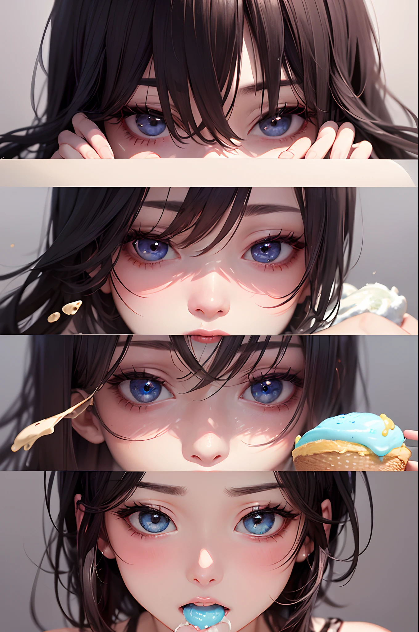 Anime girl with blue eyes and a blue nose and a black hair - SeaArt AI