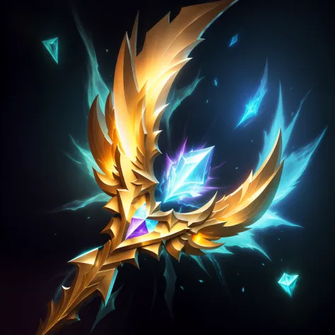 league of legend，League of Legends equips the Archangel staff，HD fix，Staff，Weapon description：After each skill cast by the carrier，A maximum mana equivalent to 60 will be obtained%Additional spell strength（It will also be applied to this skill cast）。styled...