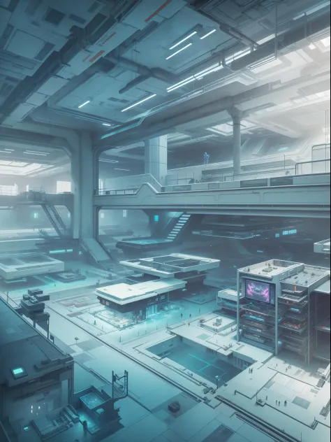 "Thrilling gaming environment with futuristic blueprints"