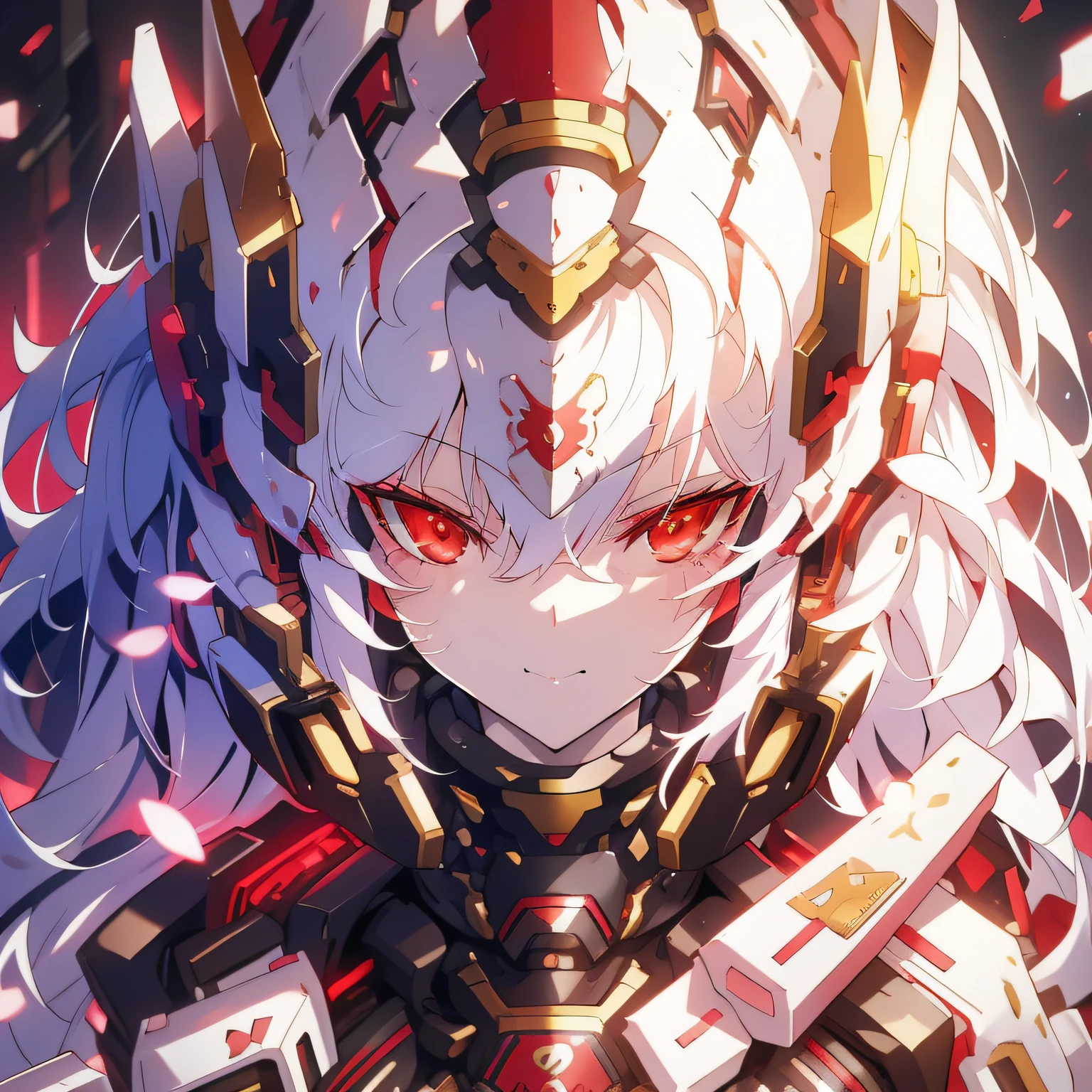 Anime girl with long white hair and red eyes standing in a building, White-haired god, anime style like fate/stay night, white haired Cangcang, with red glowing eyes, from girls frontline, official character art, offcial art, high detailed official artwork, Girl with white hair, with glowing red eyes, White-haired, Badass anime 8 K, Girls Frontline CG