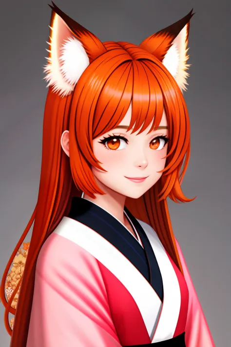 masterpiece, best quality, highly detailed, 1girl, solo, (:3:0.9), animal ear fluff, animal ears, orange hair, fluffy hair, blus...