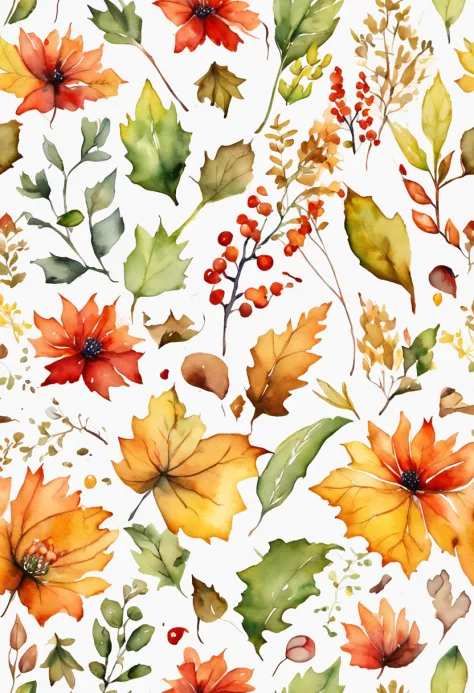 white background with autumn patterns