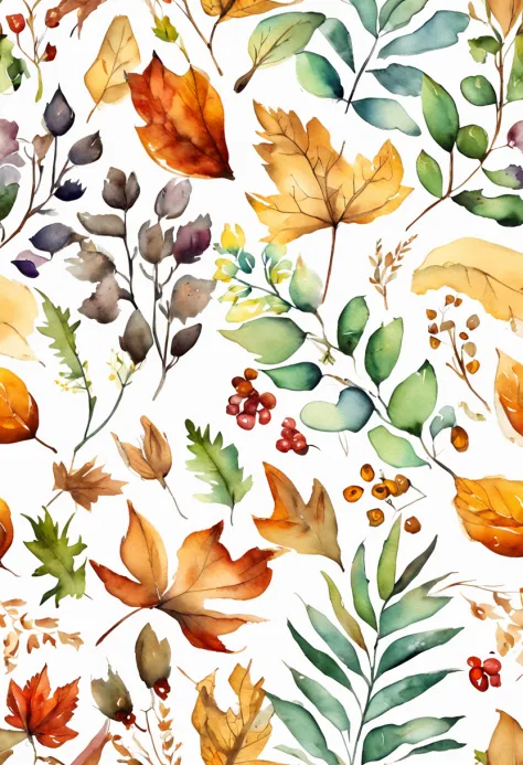 white background with autumn patterns