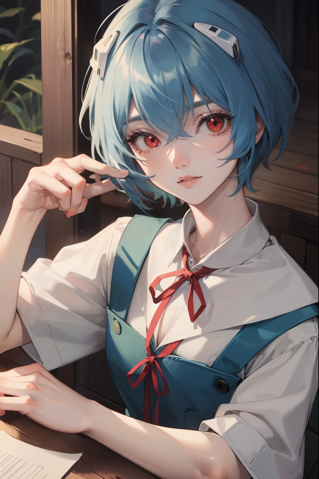 reiayanami, rei ayanami, pelo azul, cabello corto, (ojos rojos:1.5),
BREAK blue vestido, vestido, neck cinta, pinafore vestido, red cinta, cinta, Uniforme escolar, mangas cortas, short-sleeved suéter, suéter,
descansar al aire libre, ciudad,
descanso mirando al espectador, 
BREAK (obra maestra:1.2), mejor calidad, Alta resolución, fondo de pantalla de unidad 8k, (ilustración:0.8), (hermosos ojos detallados:1.6), cara extremadamente detallada, Iluminación perfecta, CG extremadamente detallado, (manos perfectas, anatomía perfecta),