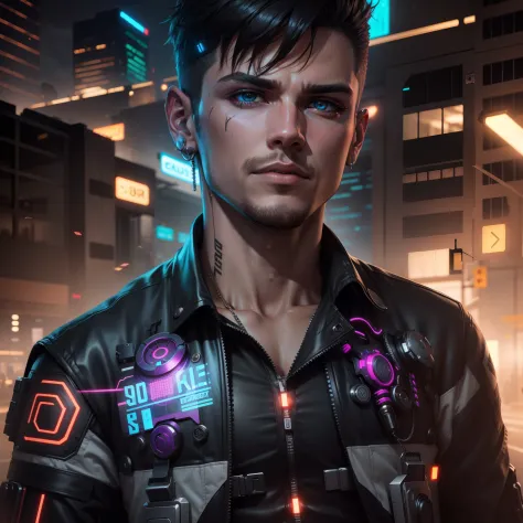 Change background cyberpunk handsome boy.realstic,face,8k,ultra realistic,