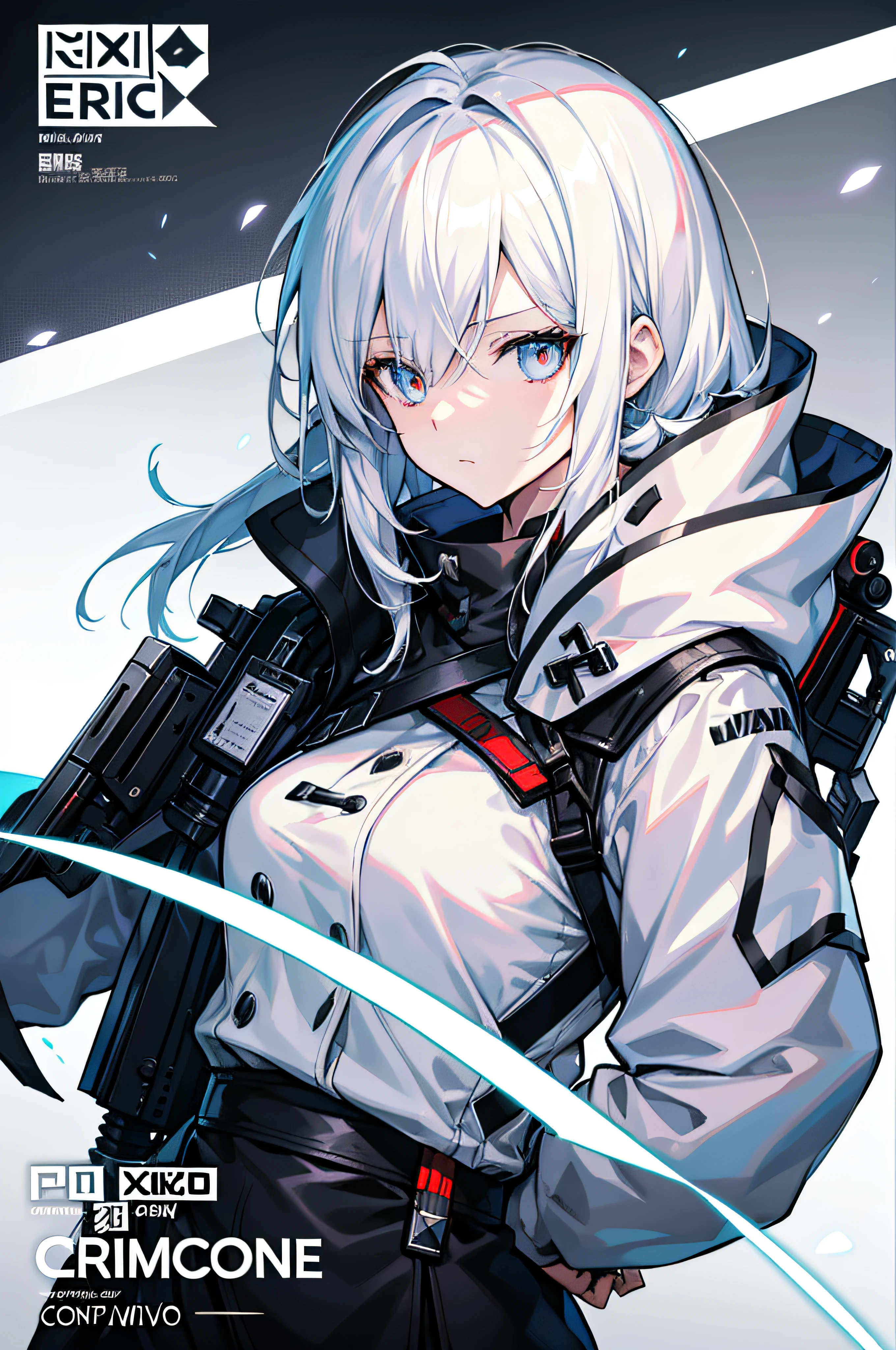 Comic book character with white hair on black background, concept art by Shitao, pixiv contest winner, neoism, From Arknights, White-haired god,  high detailed official artwork, trending on artstation pixiv, Digital art on Pixiv, from girls frontline, girls frontline universe, official character art, Official artwork