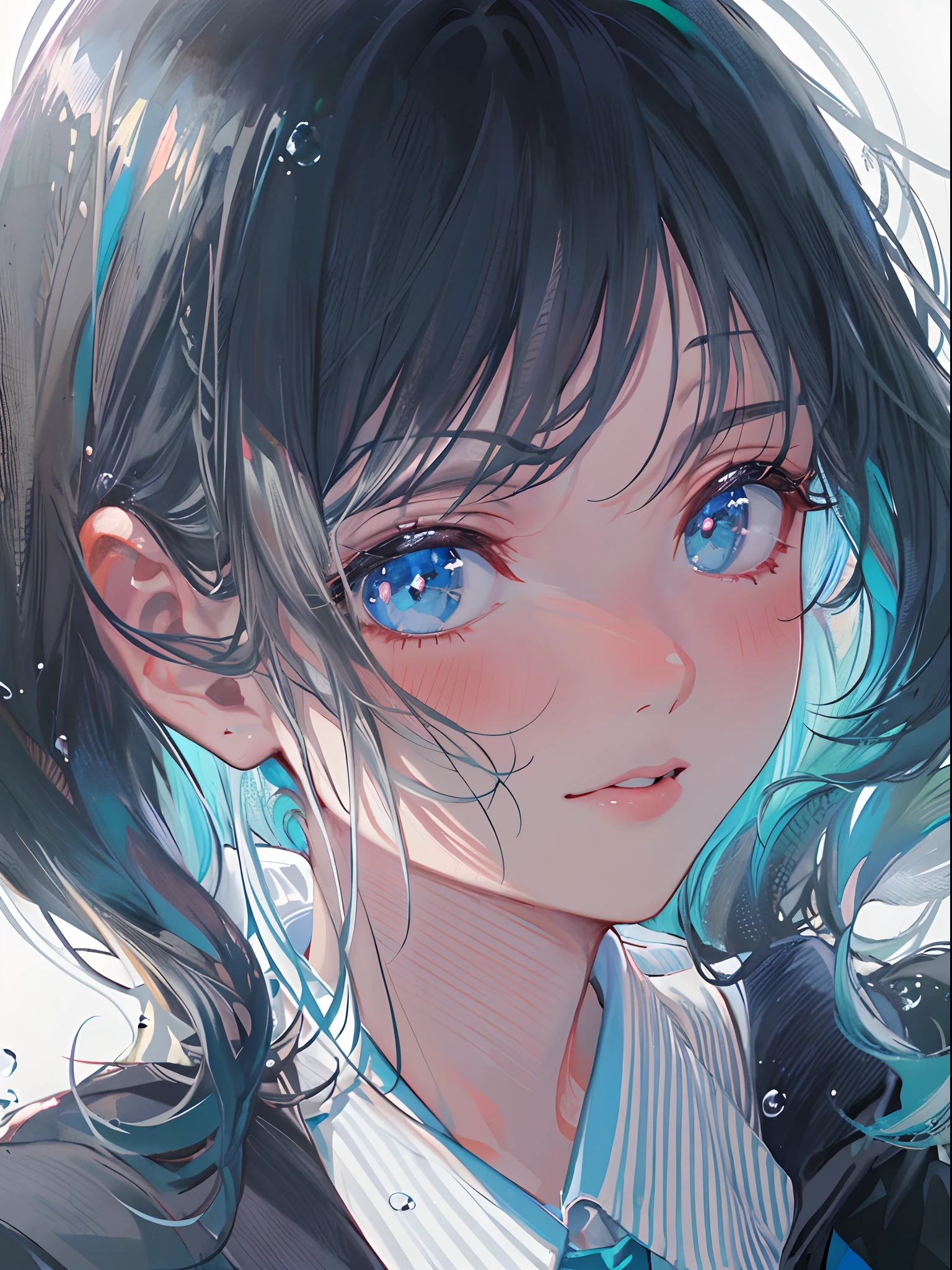 Anime girl with blue eyes and a tie looking at the camera - SeaArt AI