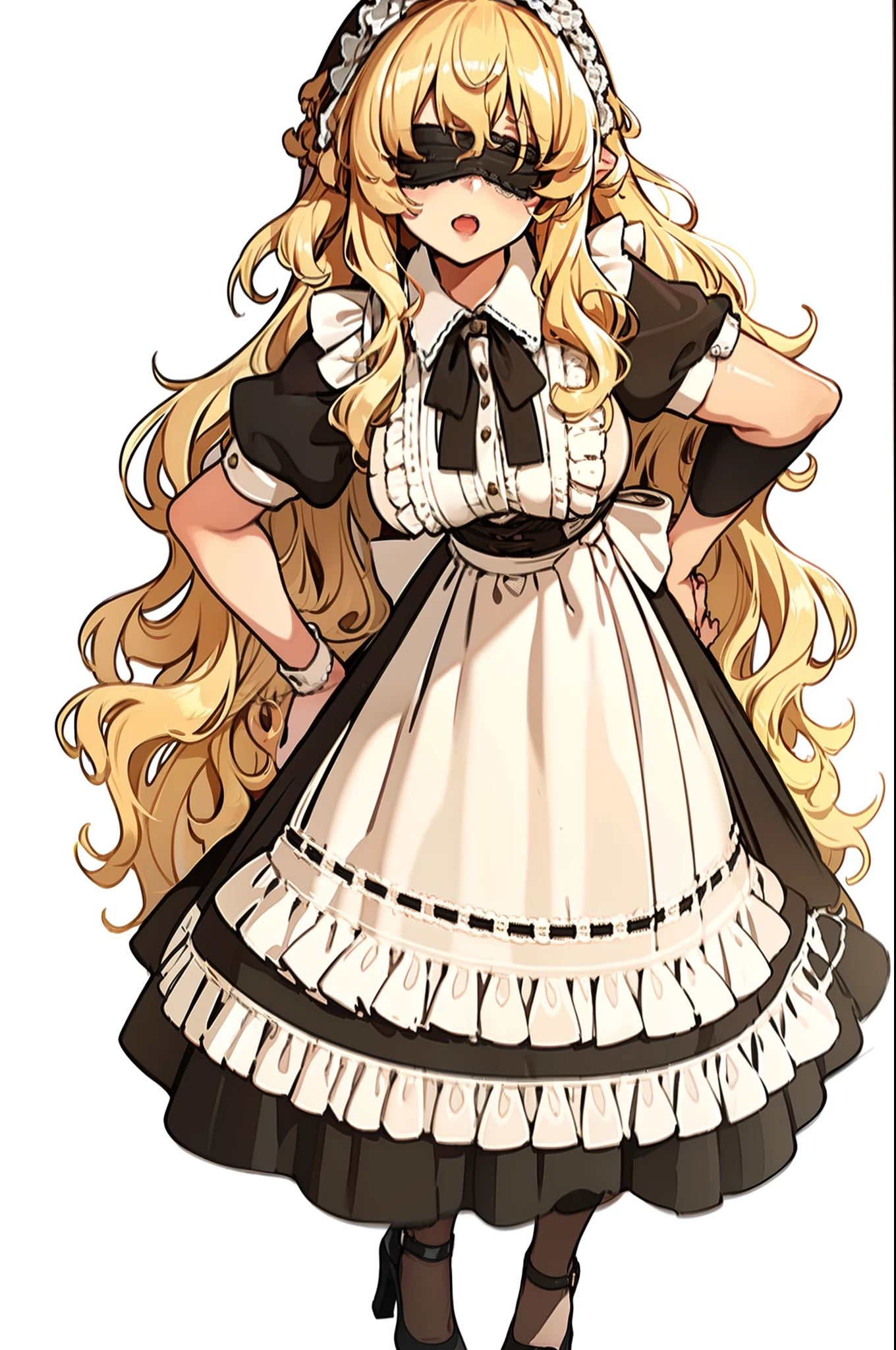 A close up of a woman in a maid outfit with long blonde hair - SeaArt AI