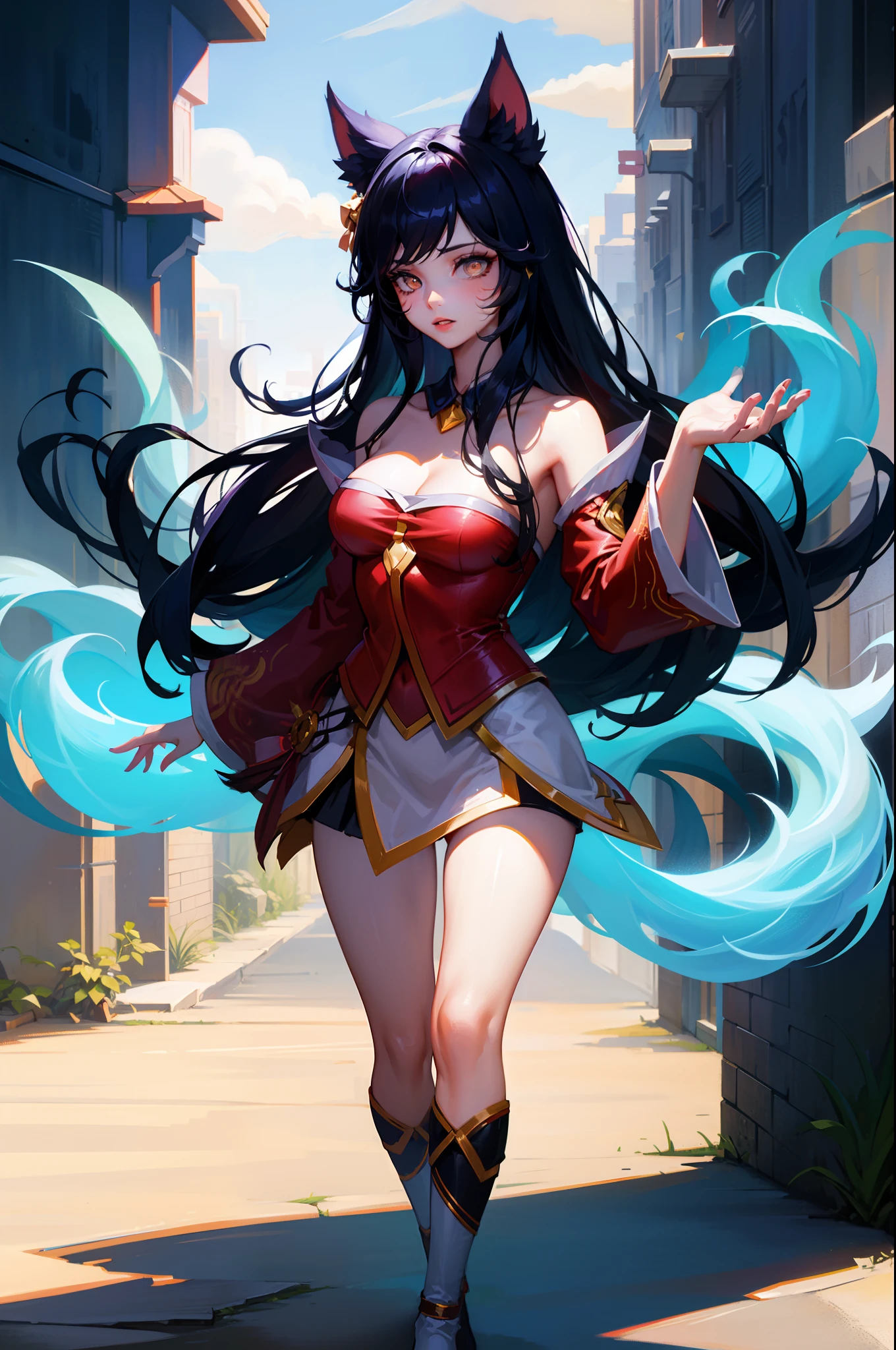 ahri, 1فتاة, سخافات, ahri_\(الدوري_ل_رجلends\), حيوان_آذان, أسود_شعر, الثديين, منفصل_الأكمام, حي, الوجه_علامة, ثعلب_آذان, ثعلب_ذيل, يُسلِّم_أعلى, دقة عالية, كبير_الثديين, الدوري_ل_رجلends, lعلىg_شعر, lعلىg_الأكمام, يبحث_في_مشاهد, سحر, عديد_ذيلs, البرتقالي_عيون, افترق_شفه, وحيد, واقفا, واقفا_على_علىe_رجل, ذيل