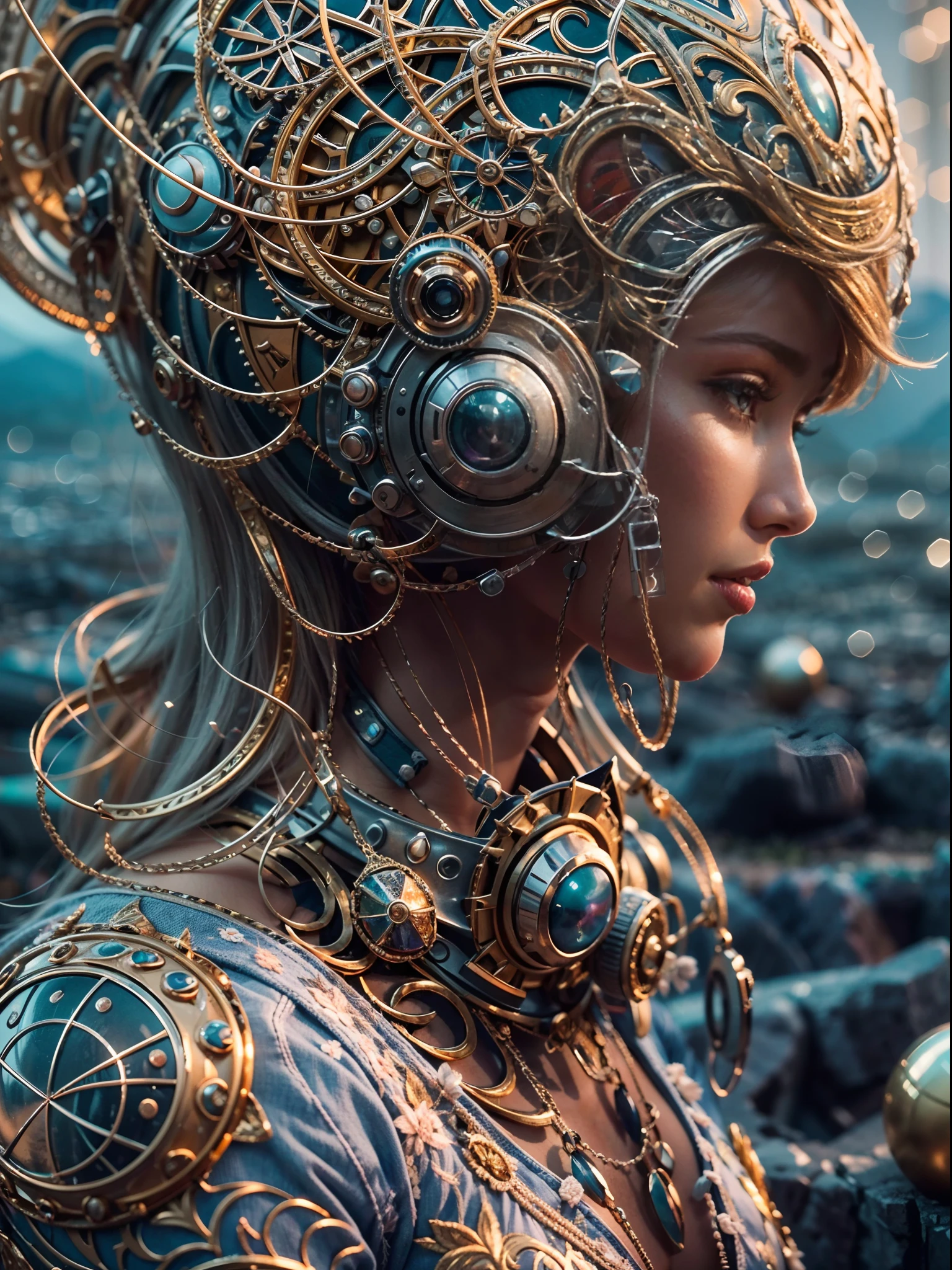 ((La mejor calidad)), ((obra maestra)), (muy detallado:1.3), astronauta, el esta ubicado en el centro, Exploring an alien planet with mountains in the background, spheres with fractal designs around, cyberpunk, Fractal design in the background, FUTURISTICA, golden ratio, 3D tessellation of metal structures, neuronal graph, neuronas, Color, amor, passion, oil on canvas, pinceladas gruesas, Stunningly Detailed, 8k, obra maestra, Artstation, surrealista, obra maestra, realista, realismo, fotorrealismo, alto contraste, photorealistic digital art trending on artstation 8k hd high definition detailed realistic, detallado, textura de la piel, hiper detallado, textura realista de la piel, armadura, mejor calidad, ultra-high-resolution, , high resolusion, detallado, foto sin procesar, nikon d850 film stock photograph 4 kodak portra 400 camera f1.6 Lens rich colors hyper realistic texture dramatic lighting UnrealEngine trend in Artstation Cinestill 800,