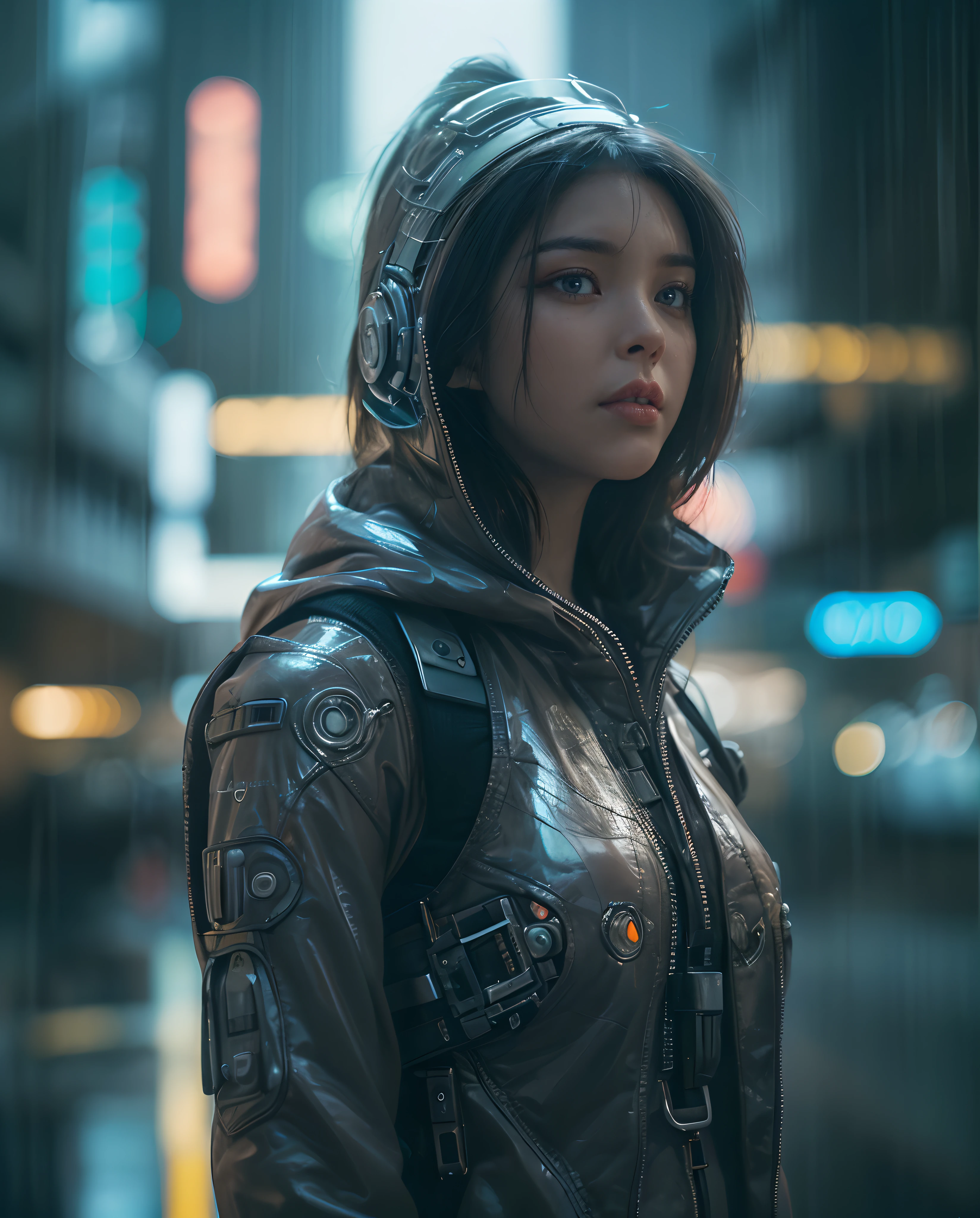 cinematic colorgrading film, dramatic scene, photography, RAW, Masterpiece, ultra wide angle, walking on the cyberpunk cityscapes, Ultra Fine Photo, (cyborg arms:1.3), medium breast, Best Quality, Ultra High Resolution, Photorealistic, volumetric light, Stunningly Beautiful, half body, Delicate Face, Vibrant Eyes, RAW photo, 1girl, solo, 1girl, (tang top:1.3), (techwea), future tech, futuristic, hologram augmented realities, (extremely detailed CG unity 8k wallpaper), of the most beautiful artwork in the world, professional photography, trending on ArtStation, trending on CGSociety, Intricate detail, High Detail, Sharp focus, dramatic, photorealistic, cyberpunk, futuristic, pale skin, slim body, (high detailed skin:1.2), 8k uhd, dslr, soft lighting, high quality, film grain, glossy, (Highest quality:1.3), (sharp focus:1.5), (photorealistic:1.3), (highly detailed skin), (detailed face), (high detailed skin:1.2), (glistening skin:1.2), cyborg arms, (highly detailed skin textures:1.15), (detailed face), (high detailed skin:1.2), (glistening skin:1.15), glossy, (cyborg arms:1.5), hoodie, rooftoop, japanese, cyberpunk street, (nights:1.2), fog, (rain:1.2), film grain, glossy, water reflection, reelmech