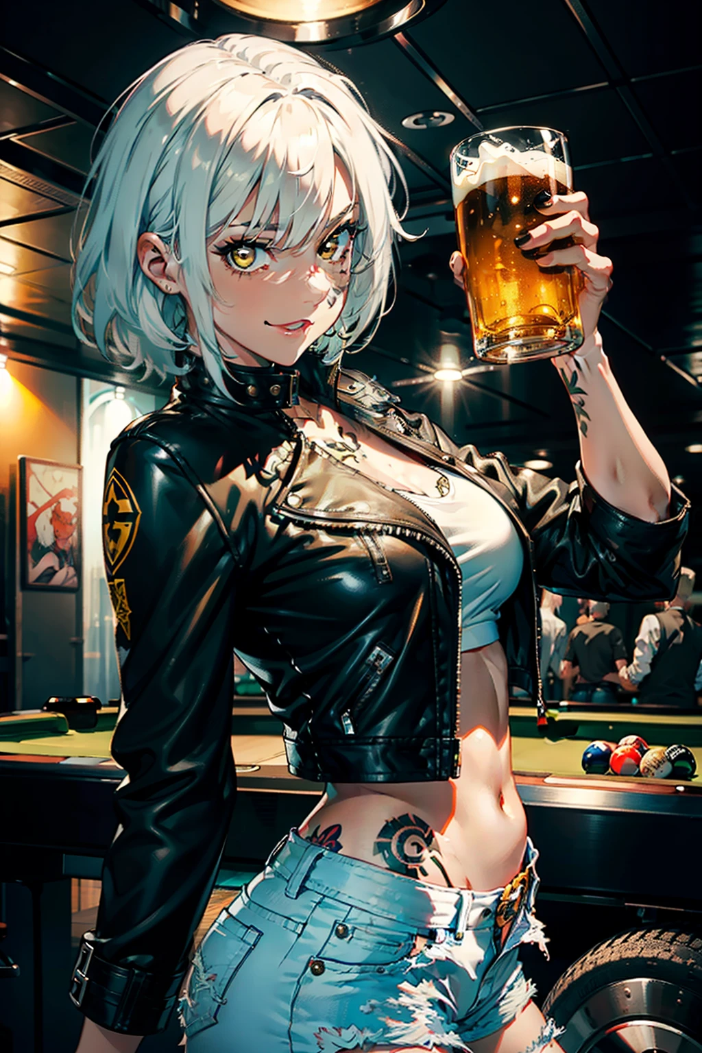 Anime girl with a beer in her hand - SeaArt AI