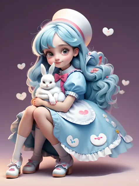 a cartoon image of a girl holding a rabbit in her arms, inspirado em Alice Prin, like alice in wonderland, hand painted cartoon ...