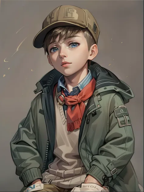 1boy, (top-quality), (high_quality), small British boy in a cap.