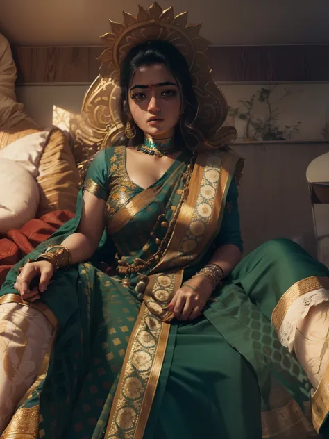 Indian Hindu big boobs woman, foot cover with saree