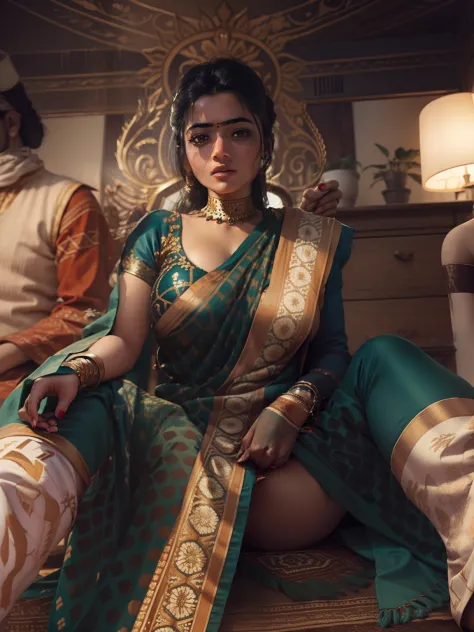 Indian Hindu big boobs woman, foot cover with saree