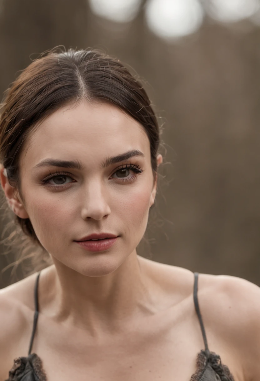 A close up of a woman in a black dress posing for a picture - SeaArt AI