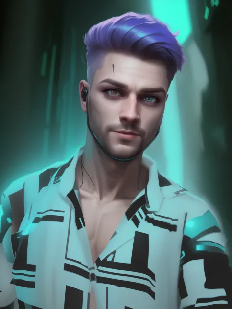 Change background, cyberpunk, cute man, unrealistic, 8k, artistic