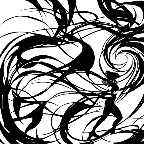 Motion lines, super speed, sexy mature woman sprinting at the speed of light, black and white, thick brush strokes,