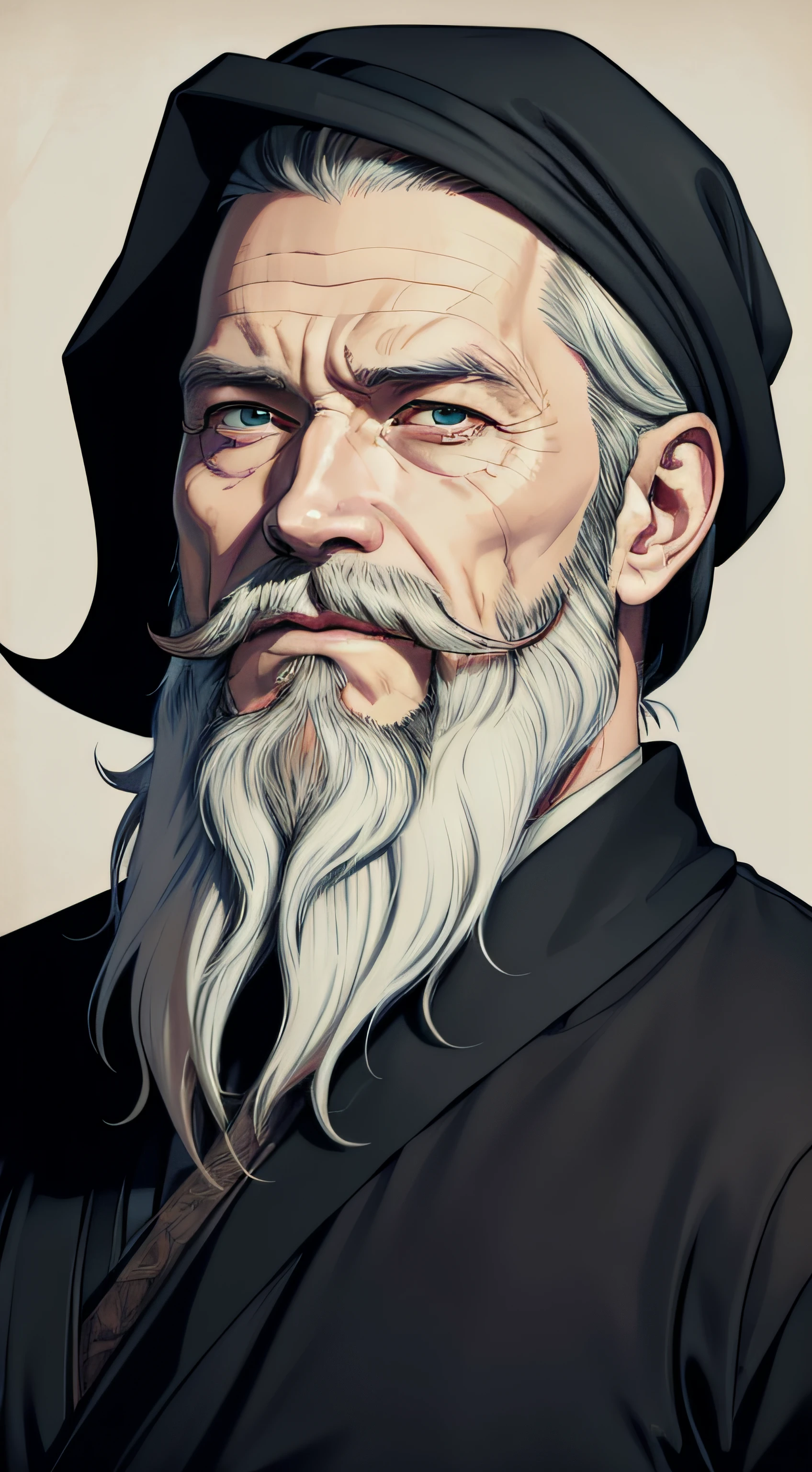 a drawing of a man with a beard and a beard, vector art inspired by Kanō Sansetsu, reddit, shin hanga, obi-wan kenobi, obi wan kenobi, walter white as a jedi, joe biden is obi - wan kenobi, old jedi master, willem dafoe as a sith lord, samurai jedi, jedi master, jedi