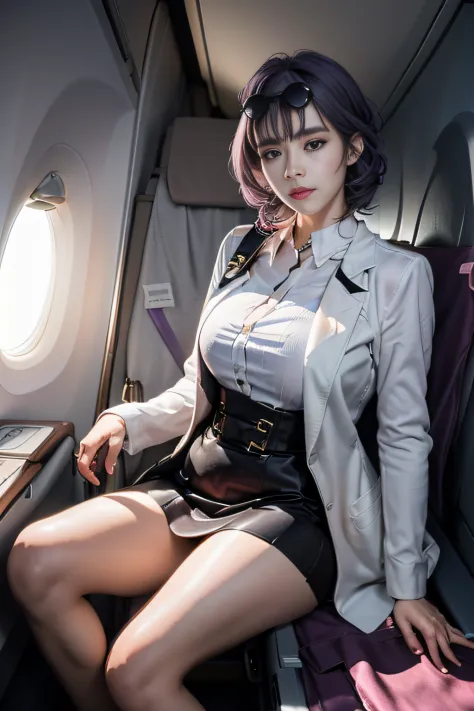 (Best quality: 1.1), (Realistic: 1.1), (Photography: 1.1), (highly details: 1.1), (1womanl), Airline flight attendants,Coat,Whit...