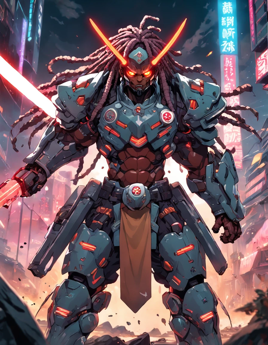 RAGE UNLEASHED, ANGRY, african american man cyborg soldier with dual ...