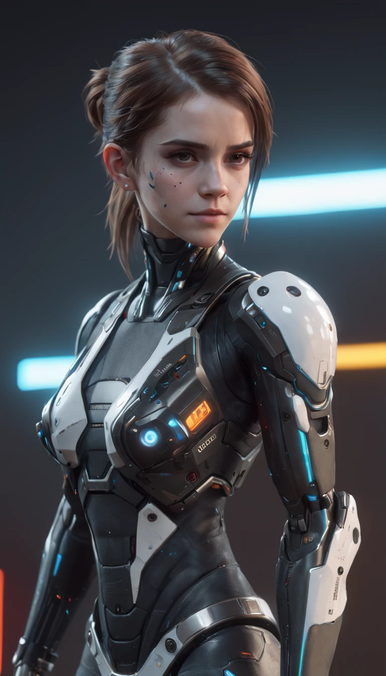 ((melhor qualidade)), ((obra-prima)), (detalhado: 1.4), ..3d, ((Emma Watson)) como uma linda mulher cyberpunk, (((corpo inteiro))), (Techpunk mask:1.2), corpo esguio, Kung-Fu, cabelo preto, olhos negros, transparente, corpo brilhante, ninja ciborgue, ((action pose)), ::style futurista cyberpunk, Estilo realista,  HDR (high dynamic range), ray tracing, NVIDIA RTX, Super-Resolution, Unreal 5, Subsurface dispersão, Textura PBR, Post-processing, anisotropic filtering, profundidade de campo, Maximum clarity and sharpness, texturas multicamadas, Albedo e mapas Speculares, surface shading, Accurate simulation of light-material interaction, perfectly proportions, octan render, Two-tone lighting, Abertura ampla, ISO baixo, White balance, 8k ::n_style pintura digital, deformed parts, rosto deformado, ((rosto feio)), ((deformed hands)),