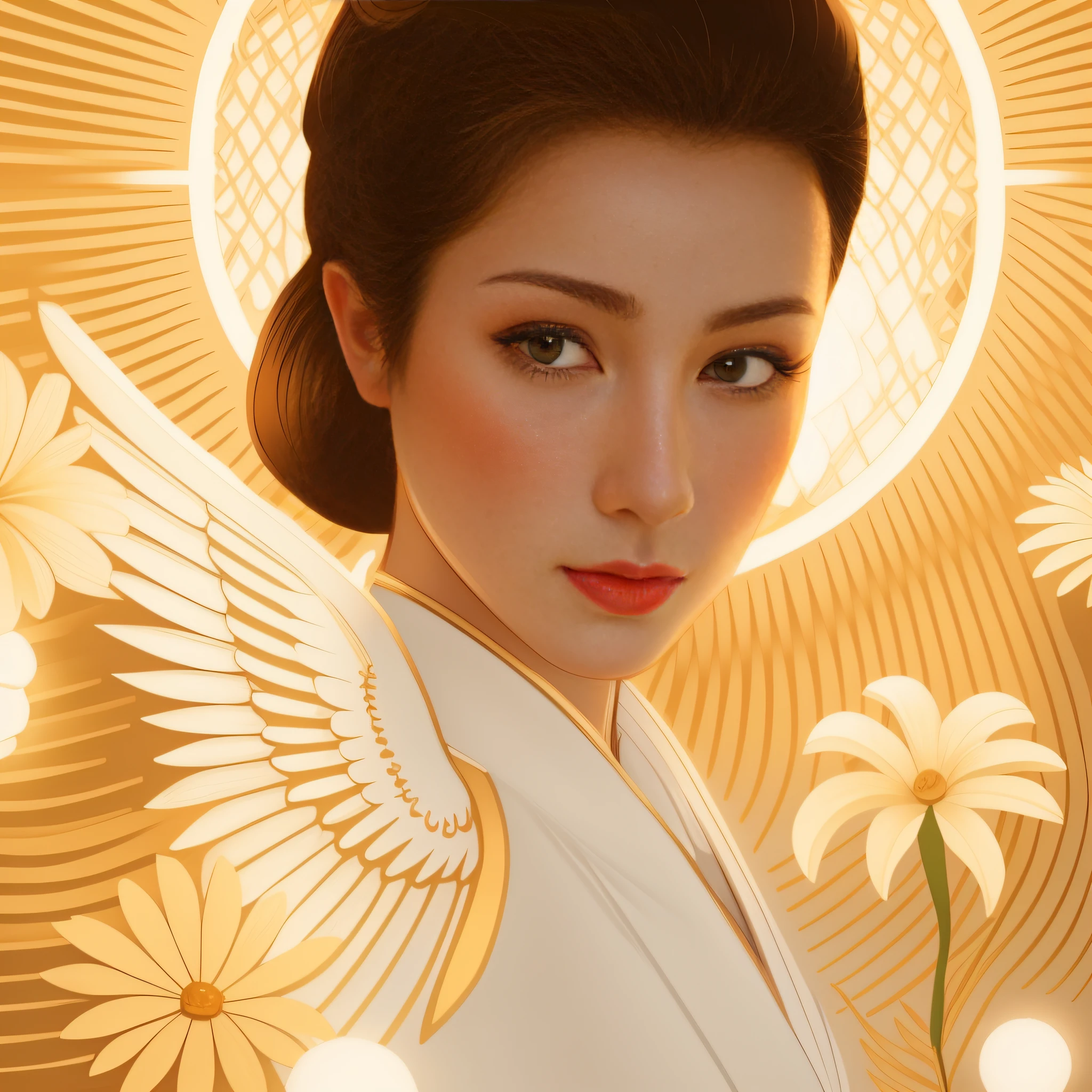 There is a woman in a white dress, e uma flor, in illustration style digital, exquisite digital illustration, a beautiful artwork illustration, stunning digital illustration, bela arte digital, Beautiful digital illustration, inspirado em Ai Xuan, inspirado em Xie Sun, inspirado em Lan Ying, color digital illustration, inspirado em Wu Bin, retrato de fantasia digital, Imperatriz chinesa.