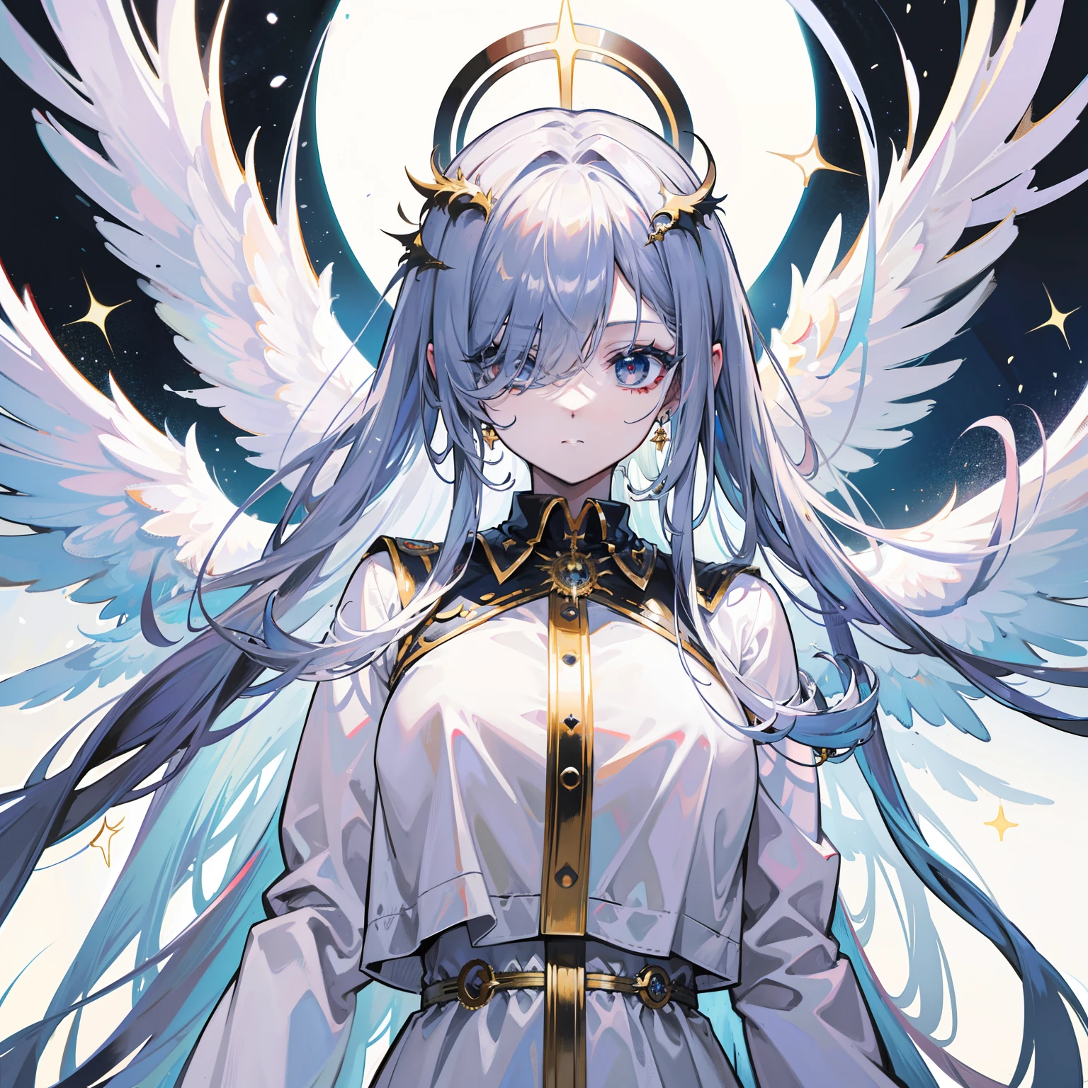 Anime girl with angel wings and a halo around her neck - SeaArt AI