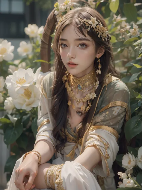 offcial art，统一 8k 壁纸，ultra - detailed，Beauty and aesthetics，big breasts beautiful，tmasterpiece，Best quality at best，（zentangle，datura，Tangles，entangled），（ecstasy of flower：1.2）dynamic angle，Cute and delicate face，Fine face，the golden ratio，face in golden p...
