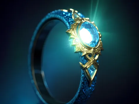 There is a blue ring，There is a glowing star on it, league of legends inventory item, ring lit, ringflash, magic lightning ring, elder ring, league of legends arcane, ring, magic ring with a diamond, magic crystal ring, from league of legends, modular item...