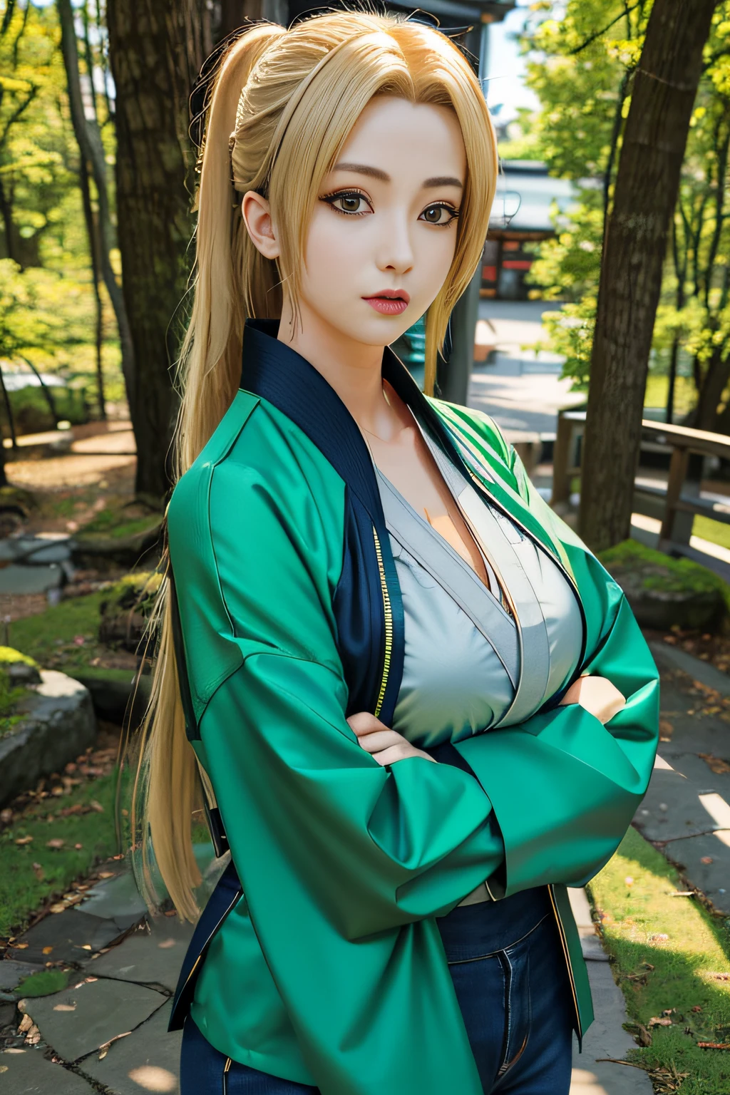 T5un4D3， marc， 1Mädchen， Tsunade， Japanische Kleidung，riesig， Obi-Streifen， Jacke，Klassisches grünes Tsunade-Outfit，Klassisches grünes Tsunade-Outfit，Klassisches grünes Tsunade-Outfit，