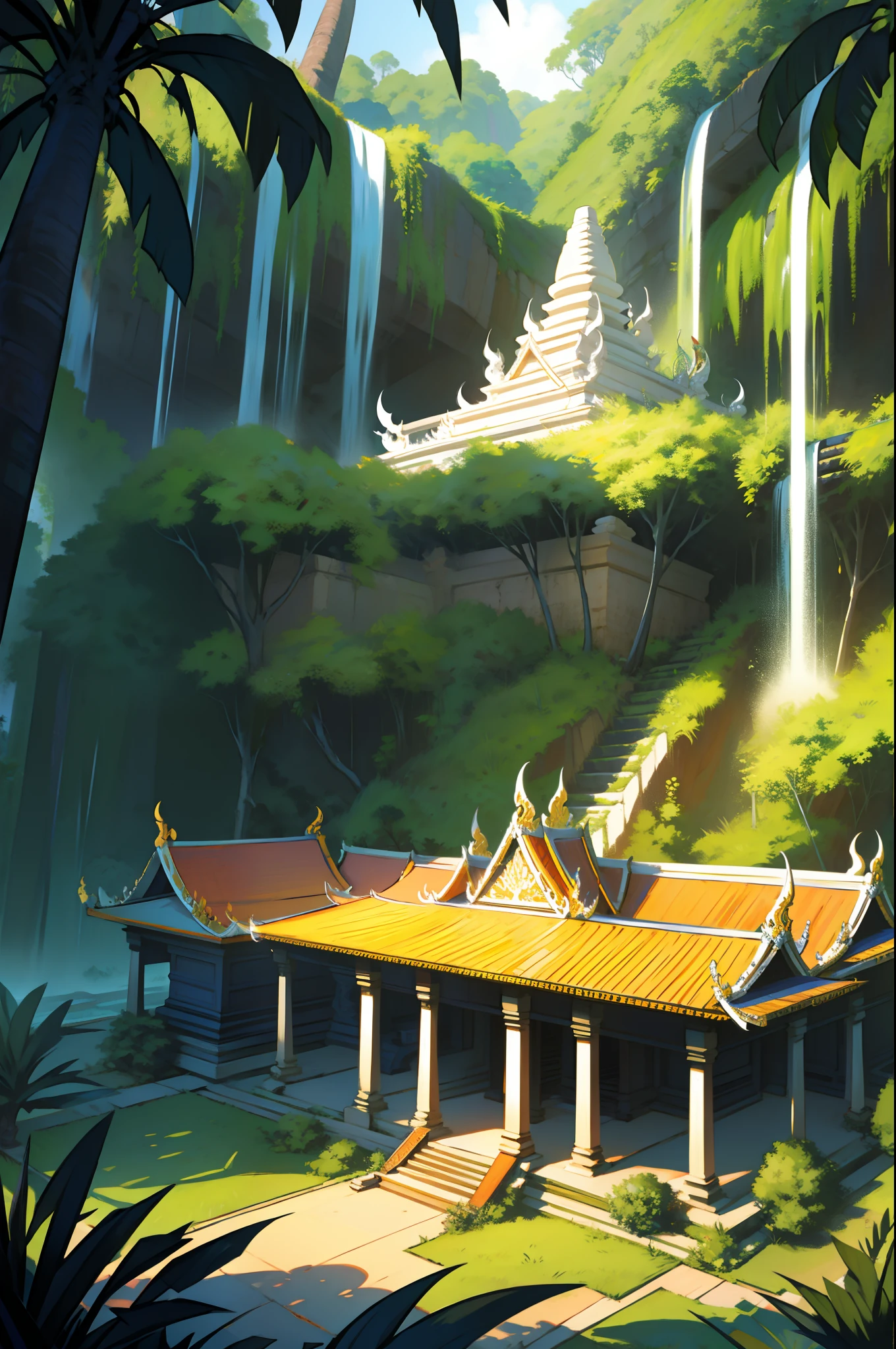 カンボジアの宮殿のジャングルの概観風景が欲しい