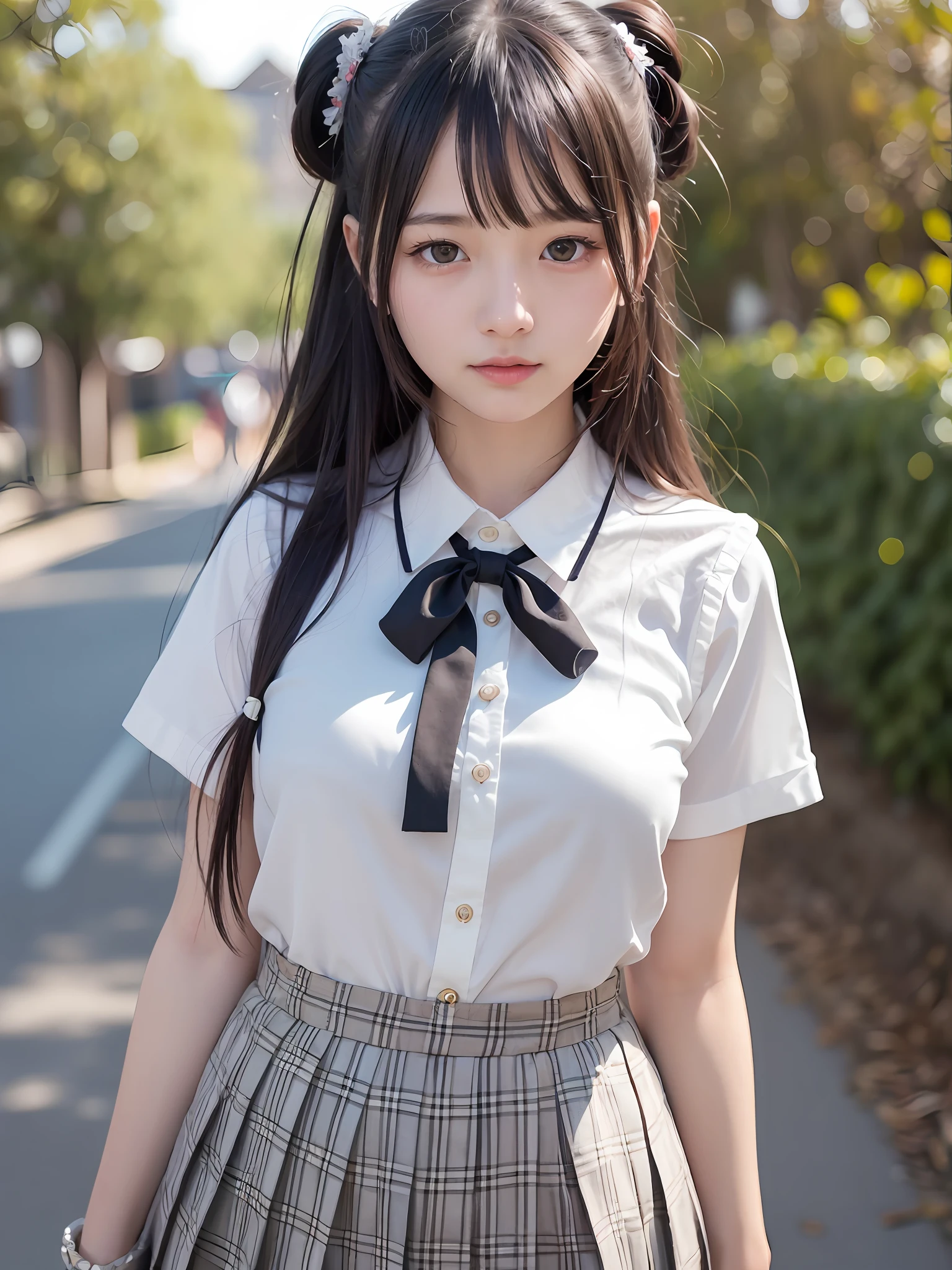 Arafed asian girl in a school uniform posing for a picture - SeaArt AI