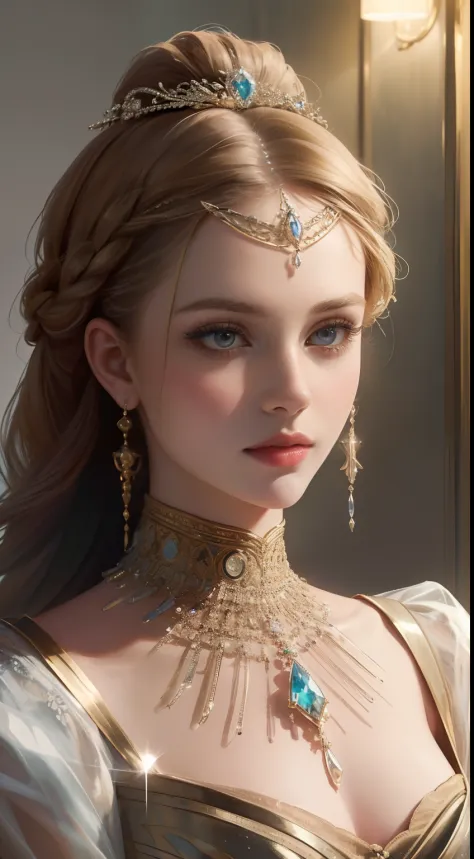 (Ultra-high quality masterpiece，Beautiful bust of an 18-year-old noble girl，Classical braids，The eyes are shiny and clear，Floral...