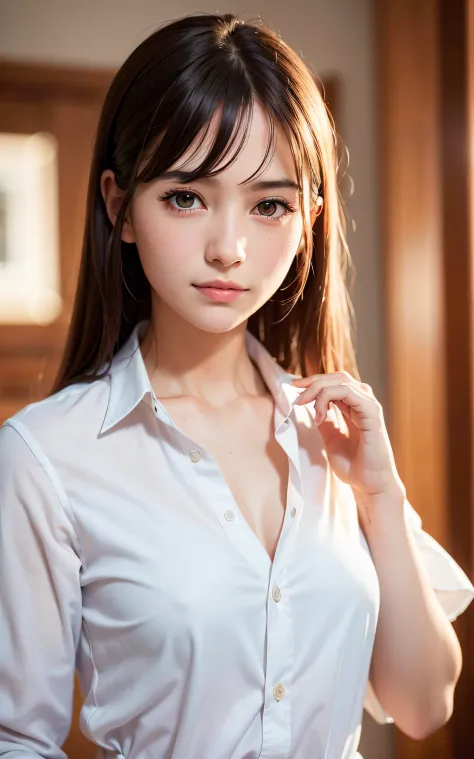 (8K, Raw photo, Best Quality, masutepiece:1.2), (Realistic, Photorealsitic:1.37),1girl in,16 years old,Beautiful,lovely,Cute, Neat and clean beauty,Luminescent,With an affectionate look, close up of face, telephoto lens, Facial expression close-up, the bac...