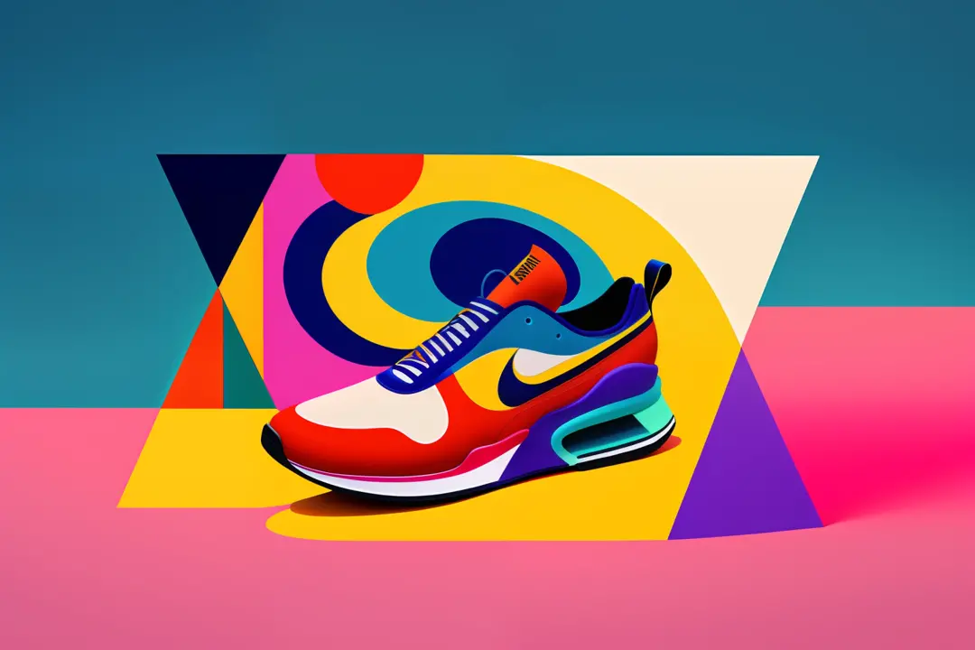Painted sports shoes Surrealist geometric abstraction in Kandinsky style