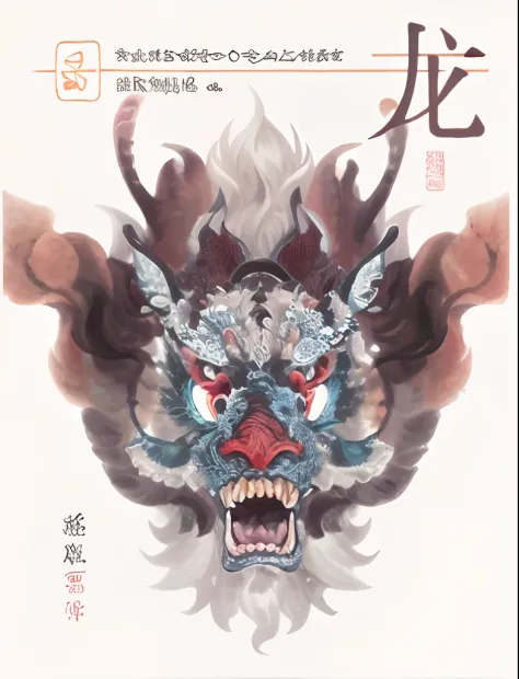 Close up of dragon head on white background, author：Yu Zheding, author：Xi Gang, line art illustration, by Yang J, author：tooth wu, 中 国 鬼 节, author：Park Hua, author：Huang Shen, Poster illustration, author：Yan Hui, author：Luo Ping, By Li Song, A beautiful ar...