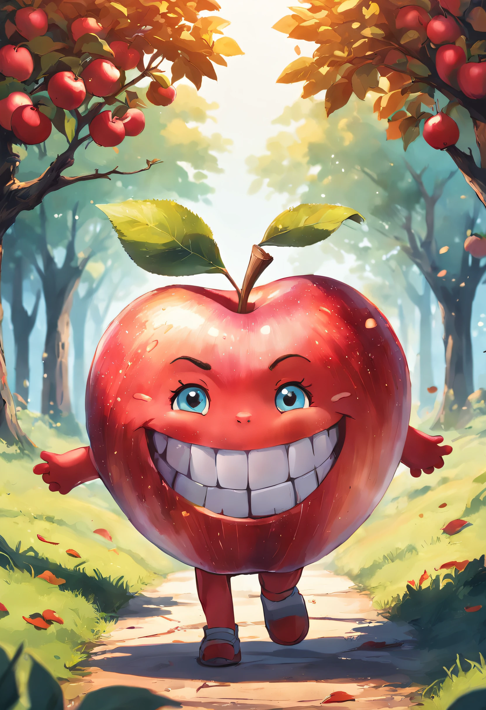 An apple character with a big smile and big teeth - SeaArt AI