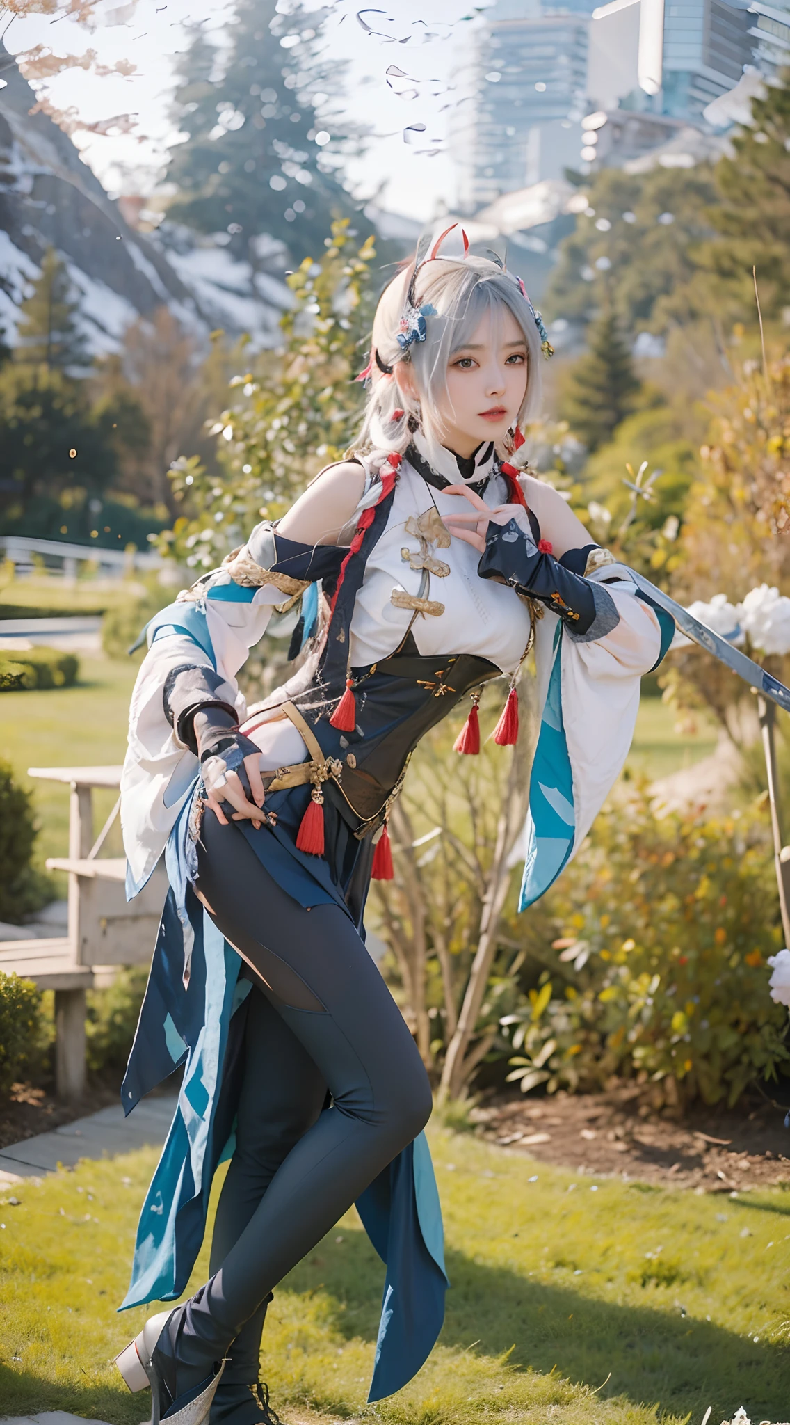 A woman in a cosplay outfit poses for a picture - SeaArt AI