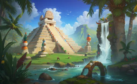 Background with，mayan，Hawaiian Nation，gameicon，highest masterpiece，high qulity