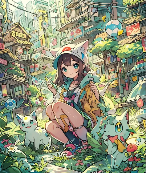 1girl in,A pokémon_The card,(top-quality), (high_quality), (Convoluted_Details), (ultra-detailliert), (illustratio), (Distinct_i...