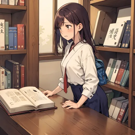 A tragic picture in a school library in Japan. The female student couldn't find the book to use for the report. She clung to the...