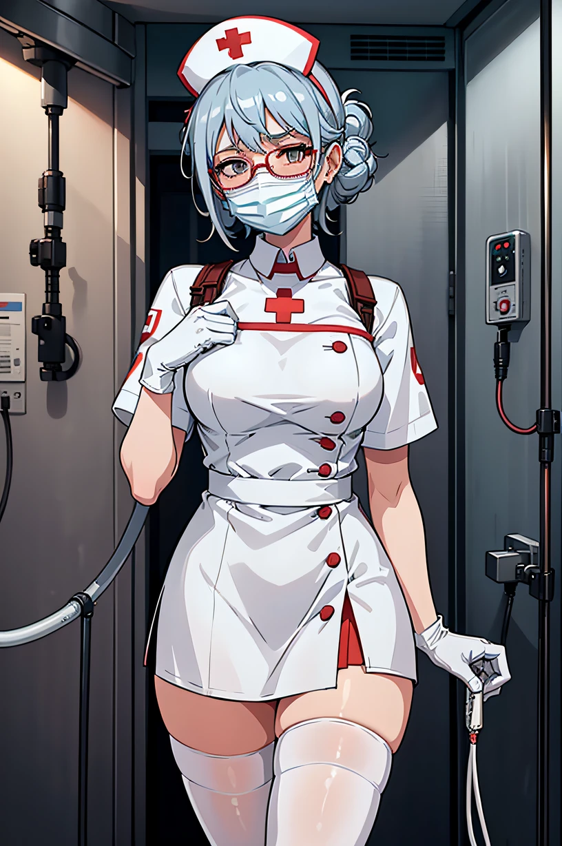 Anime nurse in white uniform with a mask on - SeaArt AI