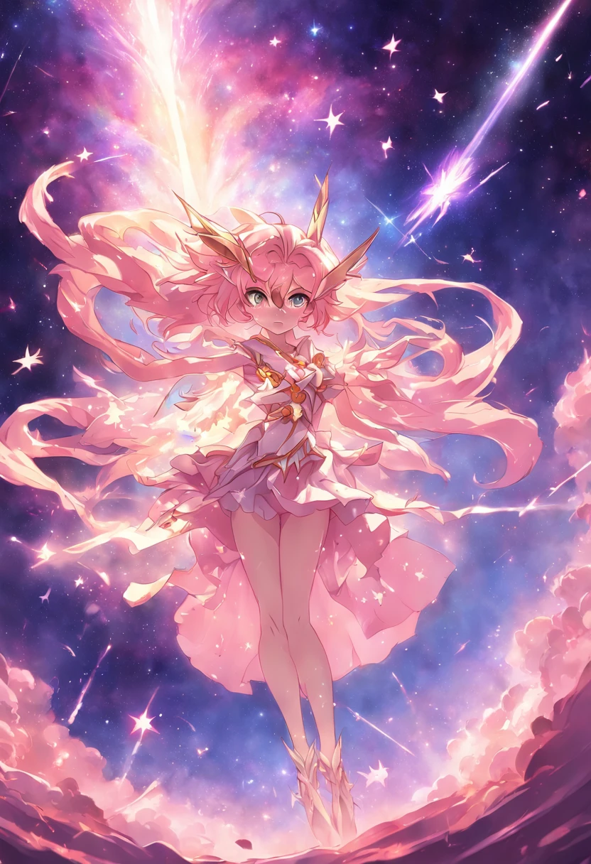 (melhor qualidade, Amazing illustration) Galactic scenes, estrelas cintilantes, Star guardian, um ser incomum, impressionante, que abrange tudo.