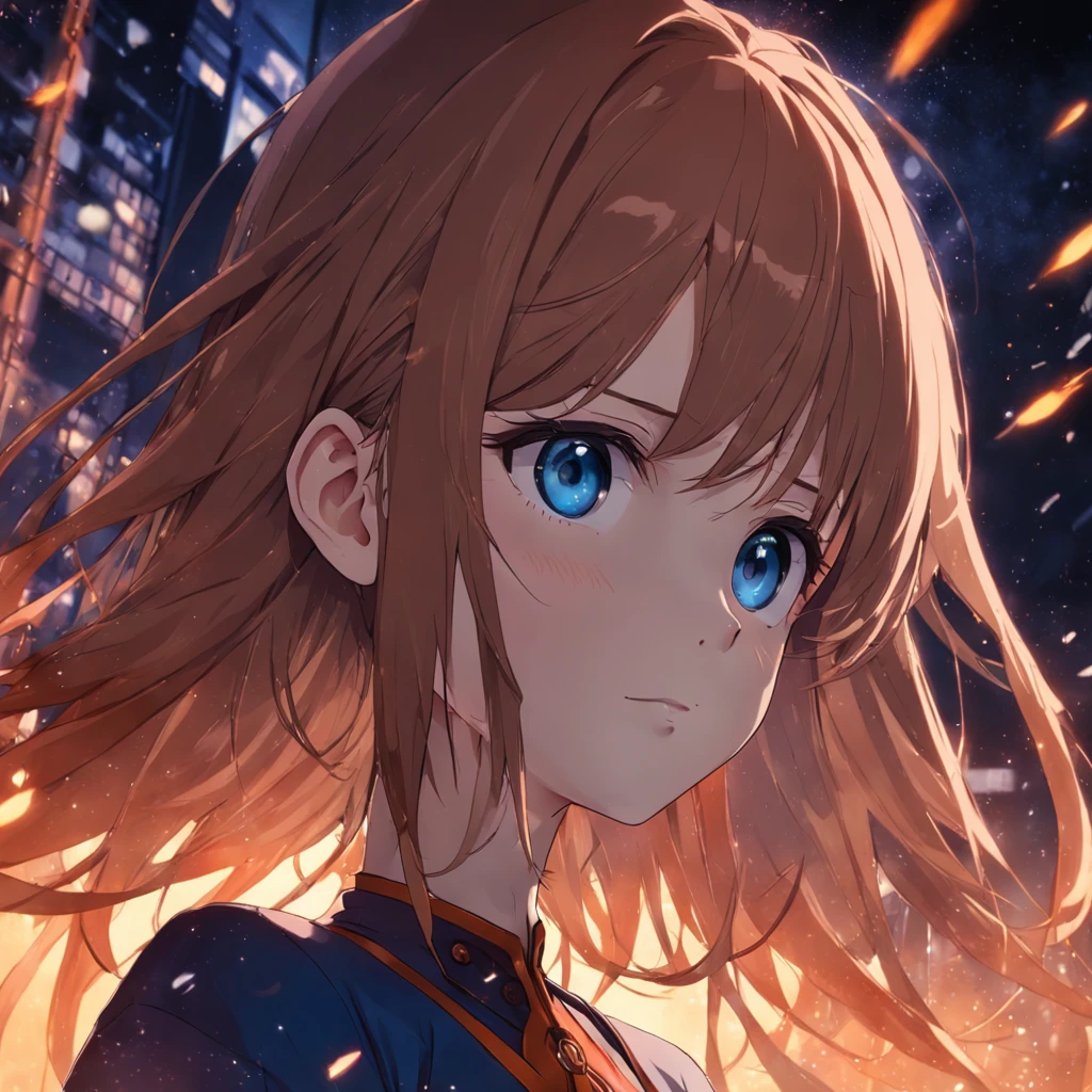 Anime girl with blue eyes and long hair in a city - SeaArt AI