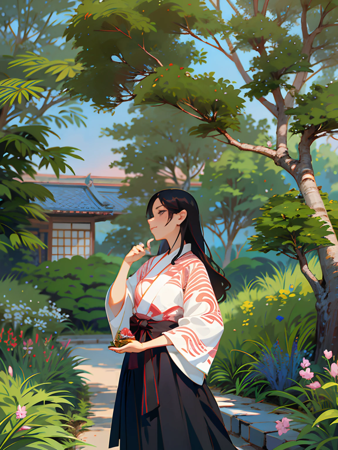 there is a woman standing on a path in a garden, profile picture, inspired by Sawa Sekkyō, evening at dusk, mai anh tran, taken in the early 2020s, summer evening, mid shot portrait, at dusk!, profile image, nighttime!, taken in 2 0 2 0, night!, inspired by Ruth Jên