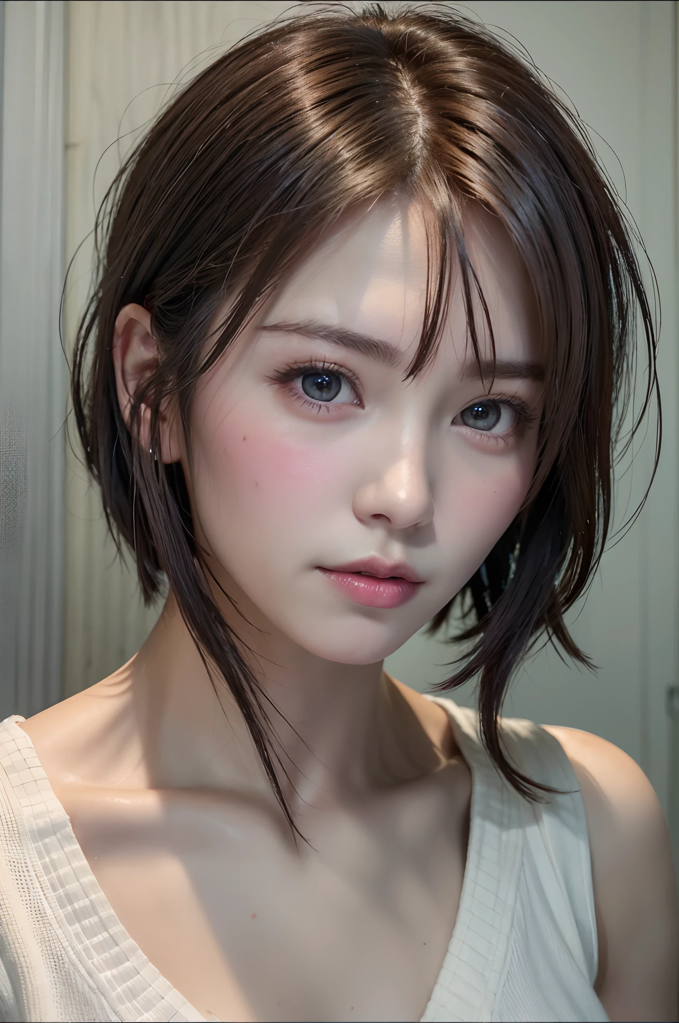 Digital portrait of gorgeous Japan short-haired woman, Beautiful face, Convoluted, Cinematic, Realistic epic, unreal enginee 5, Gorgeous, Incredible color grading, Trending on ArtStation, Photography, cinematic photography, Art Germ and Ross Draw Style
