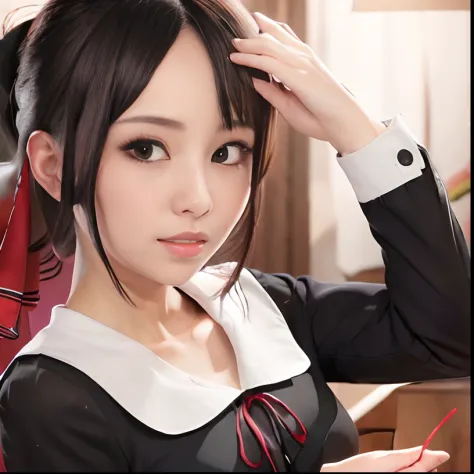 (Photorealsitic:1.4), Neckline up, An ultra-high picture quality, gently smiling, Kaguya-sama wants to let you know, Kaguya Shin...