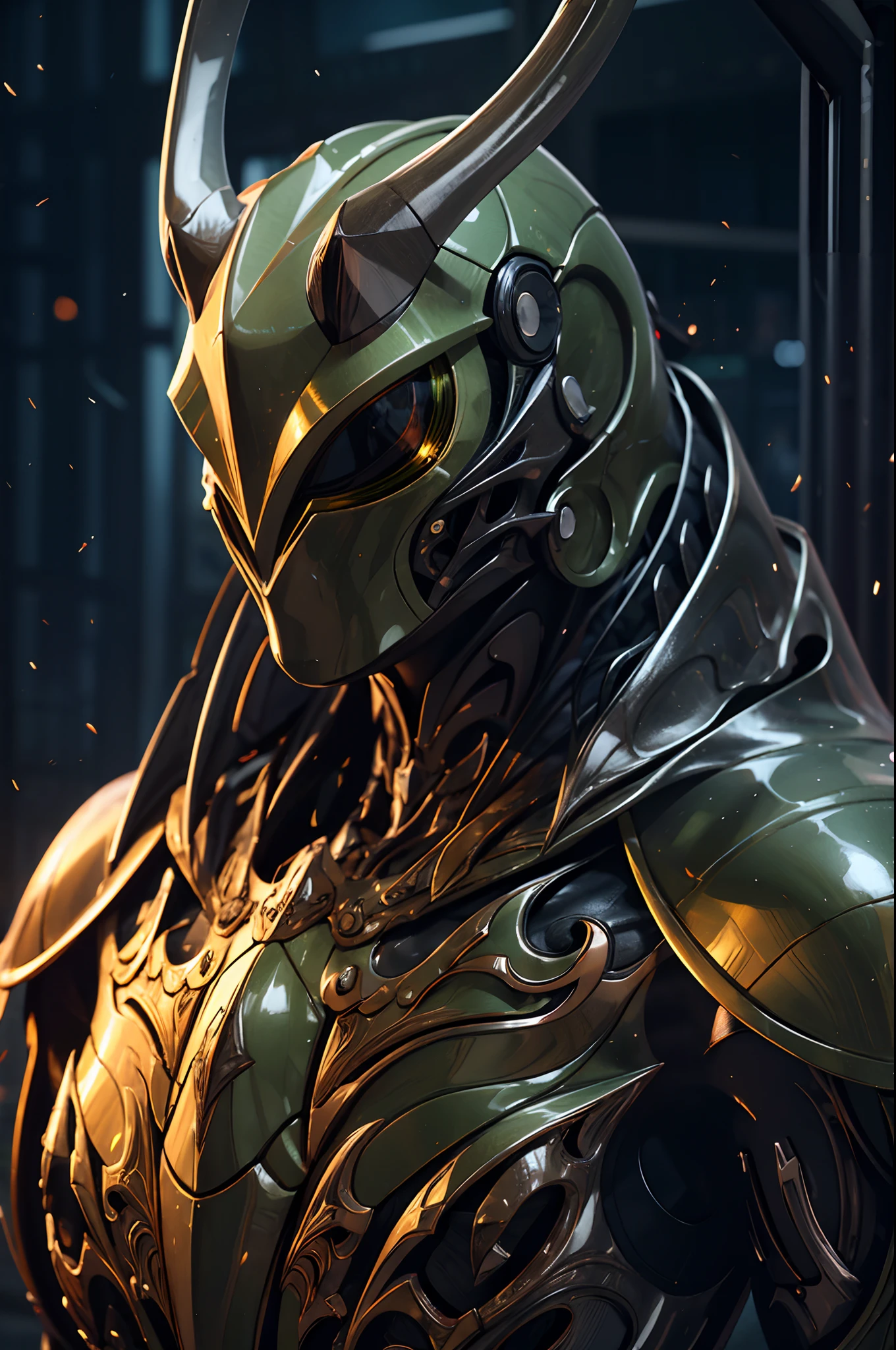 sh4g0d green frog, portrait, epic, rim light, mechanized